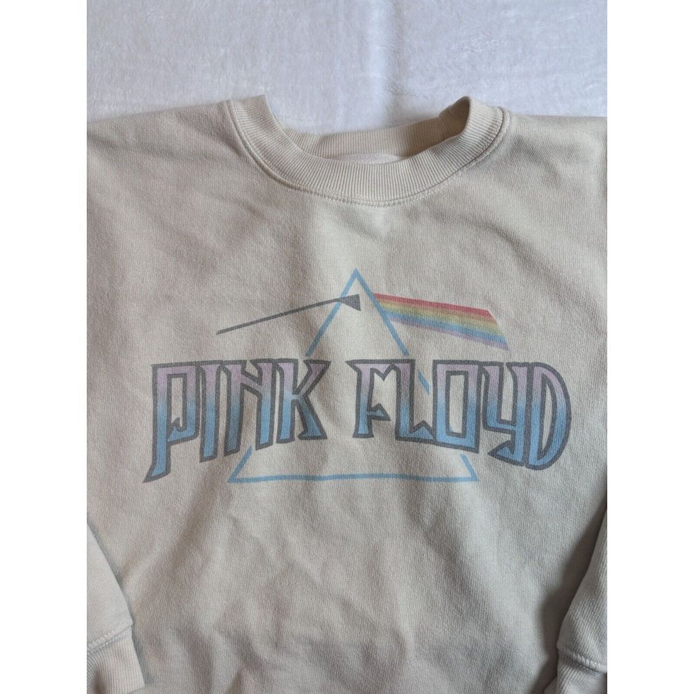 Pink Floyd Beige Crew Neck Long‎ Sleeve Sweatshirt Women's Small Stain * - Picture 2 of 7
